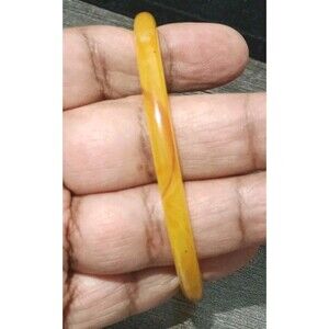 Lucite Yellow Brown White Marbled Thin Vintage Bangle